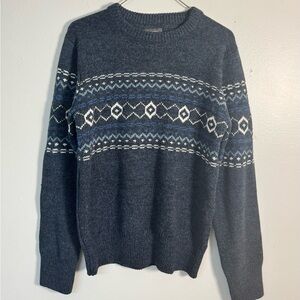 Denver Hayes Navy & White Fair Isle Crewneck Sweater